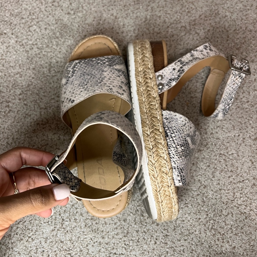Snakeskin platformed sandals